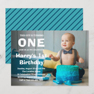 Foto 1st Birthday Invitation | Jongen eerste verja Kaart