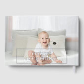 Foto 1st Birthday Script blauw Gastenboek (Achterkant)