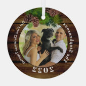 Foto 2022 Rustic Pinecone Keepomwille Custom Glas Ornament (Achterkant)