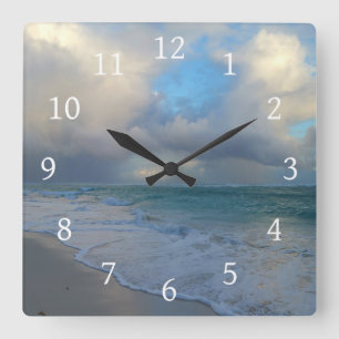 Foto 21 oceaanstrand vierkante klok