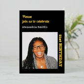 Foto 21st Birthday Black Gold Foil Invitation Folie Uitnodiging (Staand Voorkant)
