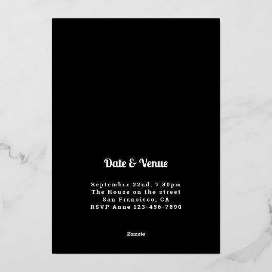 Foto 21st Birthday Black Gold Foil Invitation Folie Uitnodiging (Achterkant)