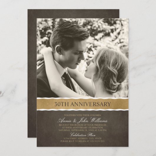Foto 30e huwelijksjubileum Uw foto hier Kaart (Voorkant / Achterkant)