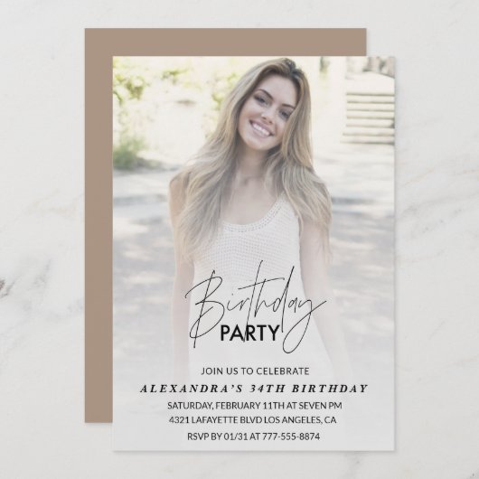 Foto 34e verjaardag uitnodiging Verjaardagsfeest (Voorkant / Achterkant)