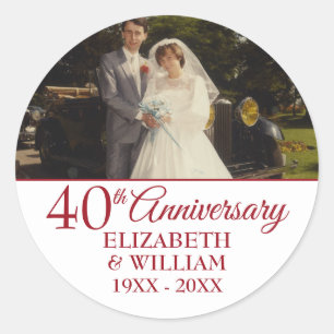 Foto 40e robijnen huwelijksjubileum Elegant Ronde Sticker