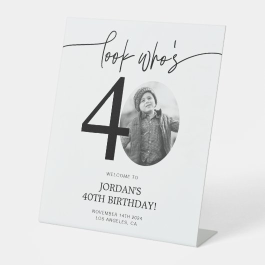 Foto 40e verjaardag welkomstbord | Kijk eens wie 4 Reclamebord Met Voetstuk (Voorkant)