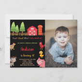 Foto 4e Zwarte Rode Boerderijdieren Verjaardag Kaart (Voorkant)