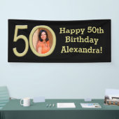 Foto 50e verjaardag Party Banner Zwart/Goud (Beurs)