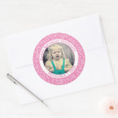 Foto 50th Party Random Number Pattern Pink Ronde Sticker (Envelop)