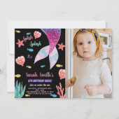 Foto 6e Donkerroze op top zeemeermin Verjaardag Kaart (Voorkant)