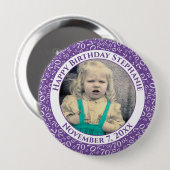 Foto 70e Willekeurige Getal Patroon| Paarse/witte Ronde Button 4,0 Cm (Voorkant /achterkant)