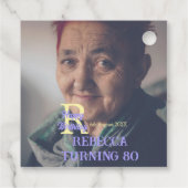 Foto 80e verjaardag naam toevoegen datum modern pa bedankjes labels (Achterkant)
