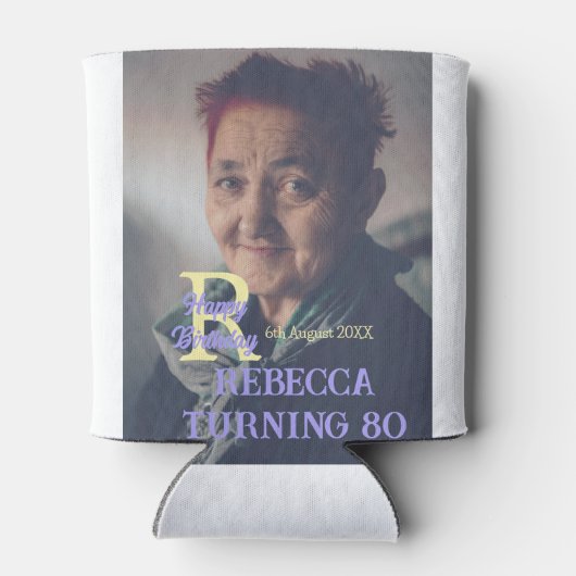 Foto 80e verjaardag naam toevoegen datum modern pa blikjeskoeler (Achterkant)