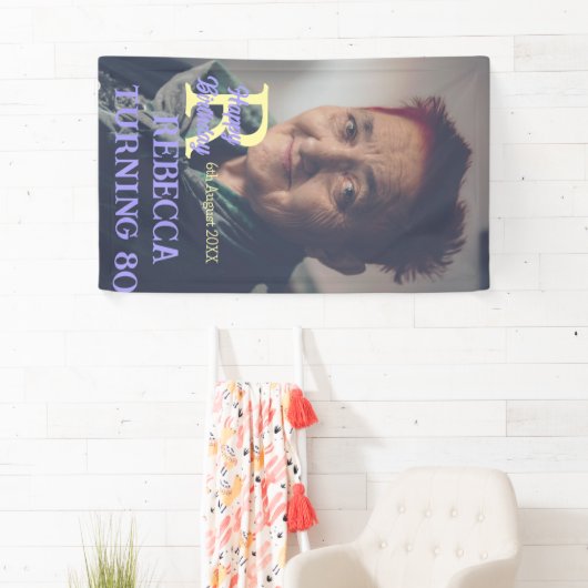 Foto 80e verjaardag naam toevoegen datum modern pa spandoek (Insitu)