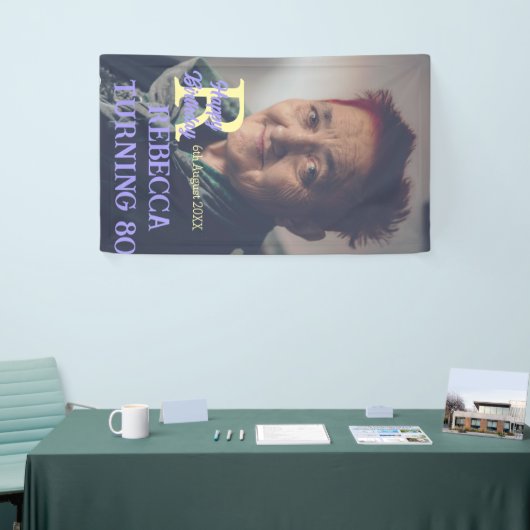 Foto 80e verjaardag naam toevoegen datum modern pa spandoek (Beurs)