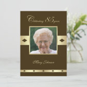 Foto 85e verjaardag Party uitnodiging bruin (Staand voorkant)