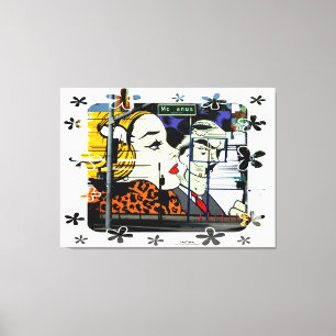 Foto 8 Graffiti met Fun Lijst Flowers Canvas Afdruk