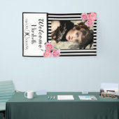 Foto 90e verjaardag zwarte witte strepen florals spandoek (Beurs)