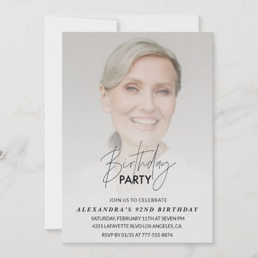 Foto 92e verjaardagsuitnodiging Verjaardagsfeest Kaart (Voorkant)