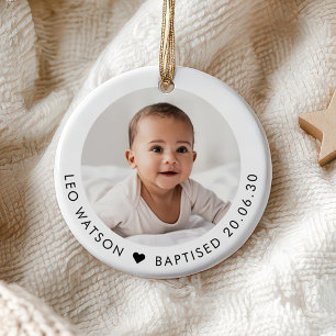 Foto-aandenken voor babydoop keramisch ornament