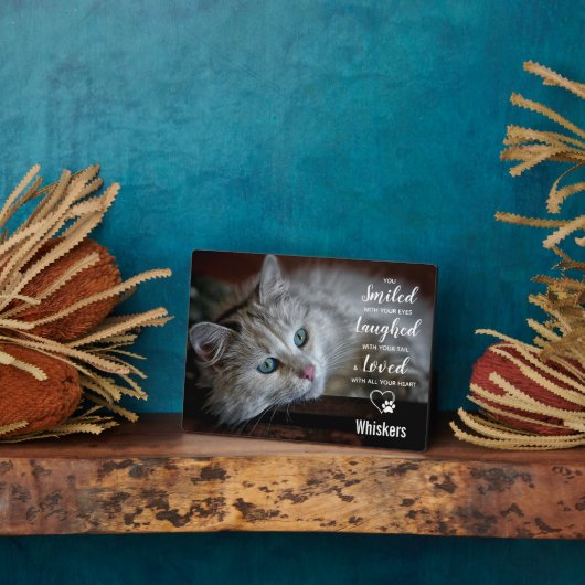 Foto-aandenken voor huisdierverdriet Sympathie Kat Fotoplaat (Zijkant)