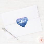Foto aangepast blauw meer graaswater hart sticker (Envelop)