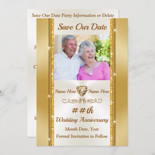 Foto aangepast, datum goud en verhaal opslaan kaart (Voorkant / Achterkant)