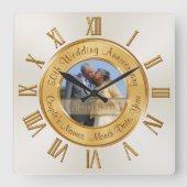 Foto Aangepaste 50th Wedding Jubileum Clocks Vierkante Klok (Voorkant)