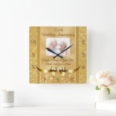Foto Aangepaste 50th Wedding Jubileum Clocks Vierkante Klok (Huis)