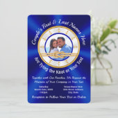 Foto Aangepaste Nautical Thleding Wedding Invitati Kaart (Staand voorkant)