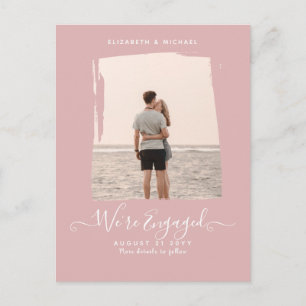 FOTO Aankondiging verloving Stof roze Briefkaart