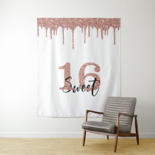 Foto Achtergrond Booth Sweet 16 Sixteen Roos Gold Wandkleed
