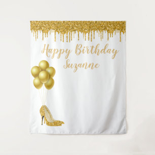Foto Achtergrond Happy Birthday Party Gold Glitter Wandkleed