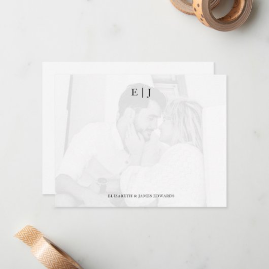 Foto Achtergrond Monogram Koppel Initialen Notitiekaartje (Voorkant / Achterkant in situ)