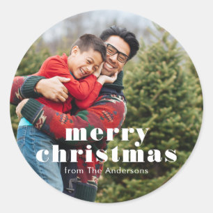 Foto-achtergrond Prettig kerstfeest Ronde Sticker