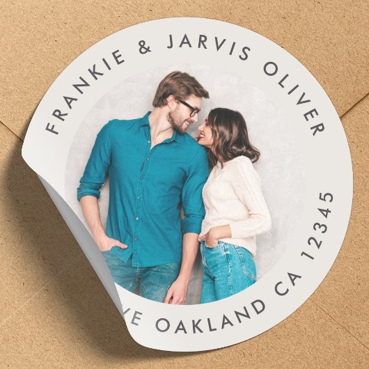 Foto Adres Sticker | Ronde Envelope Zegellak Label