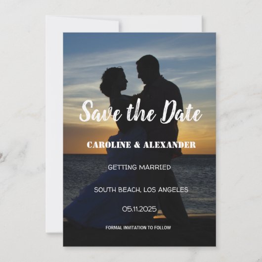 Foto Afbeelding Happy Na Elegant Wedding Save The Date (Voorkant)