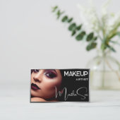 Foto Afbeelding Sjabloon Zwart & Zilvergrijs Beaut Visitekaartje (Staand voorkant)