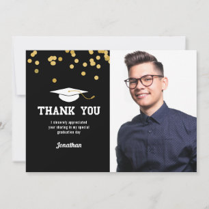 Foto Afstudeer Bedankt Zwart Goud Confetti