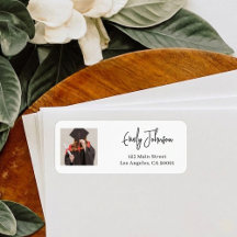Foto Afstudeer Retouradres Labels Aangepast Elegan