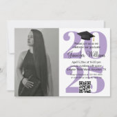 Foto afstuderen 2025 Party QR Code paarse Chic Kaart (Voorkant)