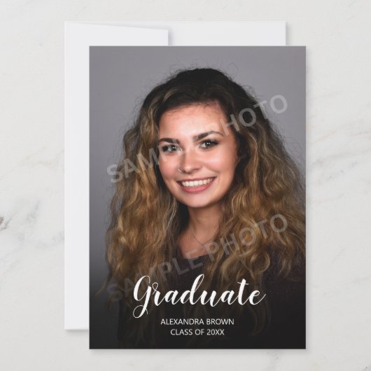 Foto Afstuderen Aankondiging Kaart Zwart (Voorkant)