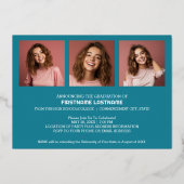 Foto afstuderen - bijtend script met Afstudeerder  Folie Uitnodiging (Achterkant)