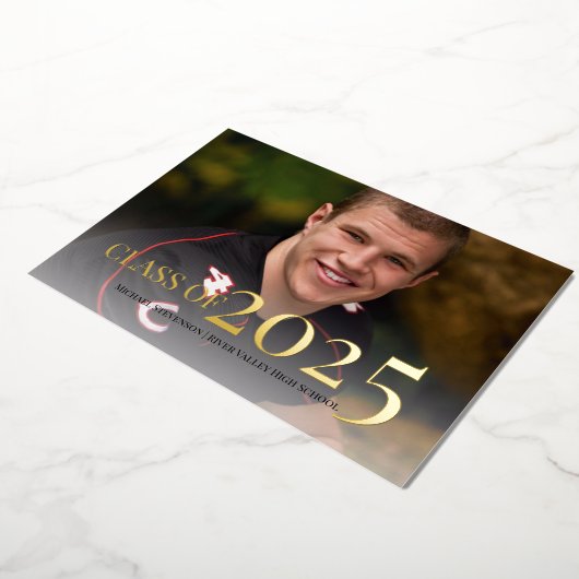 Foto Afstuderen Class of 2023 Gold Foil Folie Uitnodiging (Gedraaid)