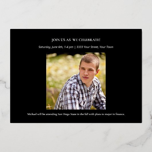 Foto Afstuderen Class of 2023 Gold Foil Folie Uitnodiging (Achterkant)