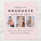 Foto Afstuderen Collage Afstuderen Lichtroze Wijn Etiket (Enkel label)