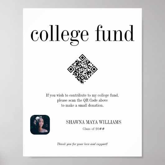 Foto Afstuderen College Fonds Donatie QR Code Sign Poster (Voorkant)