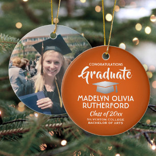 Foto Afstuderen Congrates Oranje White en Silver Keramisch Ornament