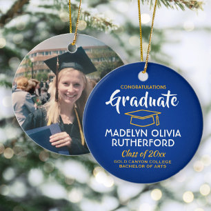 Foto Afstuderen Congrates Royal Blue Gold Yellow Keramisch Ornament