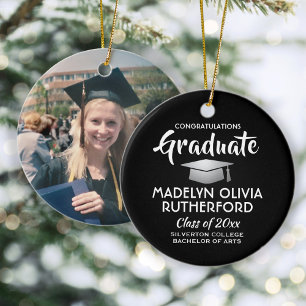 Foto Afstuderen Congrats Modern Black and White Keramisch Ornament